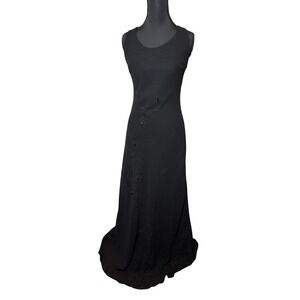 Vtg 90s S Lou Genes Prom Maxi Gown Black Y2K Goth Whimsigoth Fairy Grunge Aline